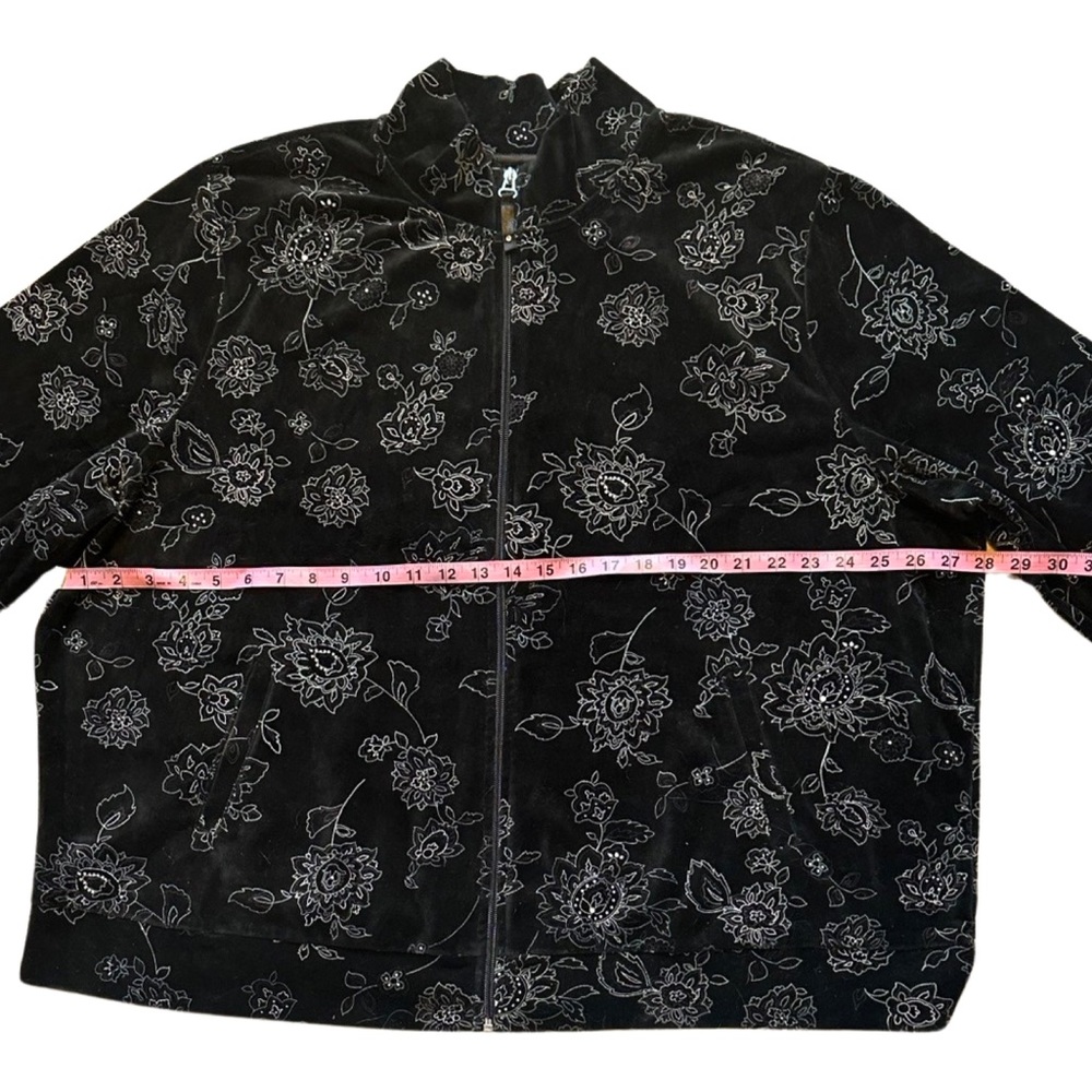 💜 Vintage NYL velour jacket floral embroidery size 3X - Picture 5 of 6